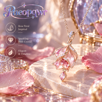 Paeopqwr™ Roselle Blush Lab-Created Pink Quartz Pendant Necklace – Rose Petal Inspired Sterling Silver Necklace, Romantic Minimal Pink Gemstone Jewelry
