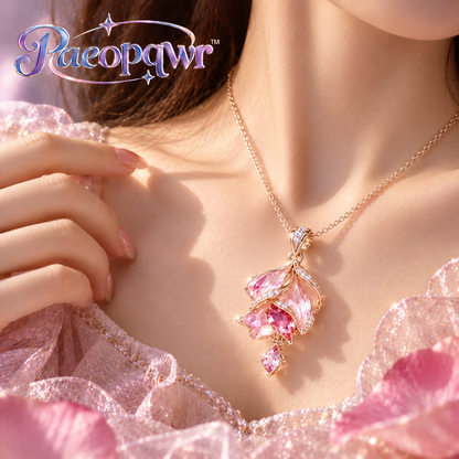 Paeopqwr™ Roselle Blush Lab-Created Pink Quartz Pendant Necklace – Rose Petal Inspired Sterling Silver Necklace, Romantic Minimal Pink Gemstone Jewelry