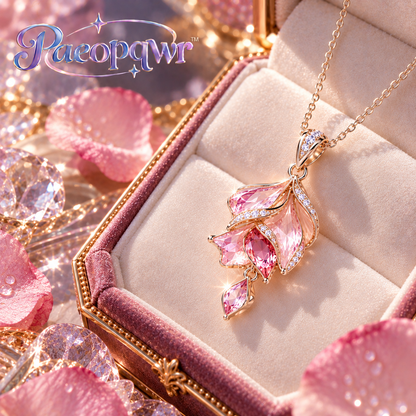 Paeopqwr™ Roselle Blush Lab-Created Pink Quartz Pendant Necklace – Rose Petal Inspired Sterling Silver Necklace, Romantic Minimal Pink Gemstone Jewelry