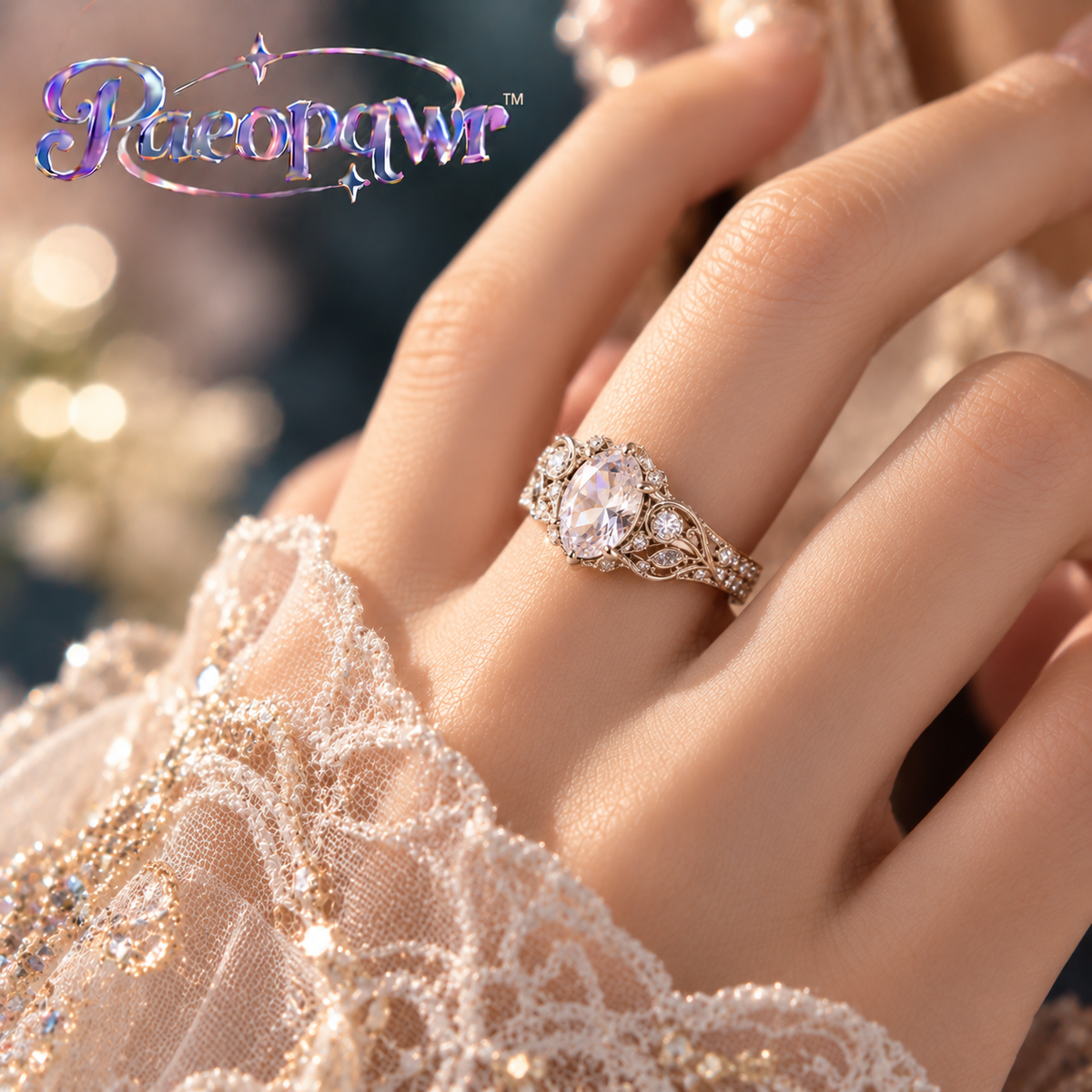Paeopqwr™ Singularis Lab-Created White Quartz Pinky Ring – Original Sterling Silver Minimal Tail Ring, Independent Style Clear Gemstone Statement Jewelry